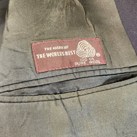 Evan Picone Mens Navy Blue 100% Wool Sport Coat Suit Jacket Blazer Sz 40 READESC - Picture 10 of 14